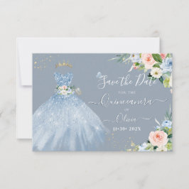 Invitación H2 Azul rosa Esparkling Quinceanera Vestido Guarda