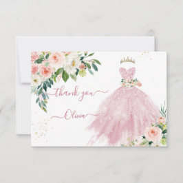 Invitación H2 Espumoso Vestido Rosa Quinceanera Gracias