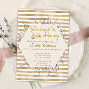 Invitación Ha encontrado su ducha de miel de rayas doradas