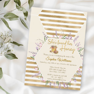 Invitación Ha encontrado su ducha de miel de rayas doradas