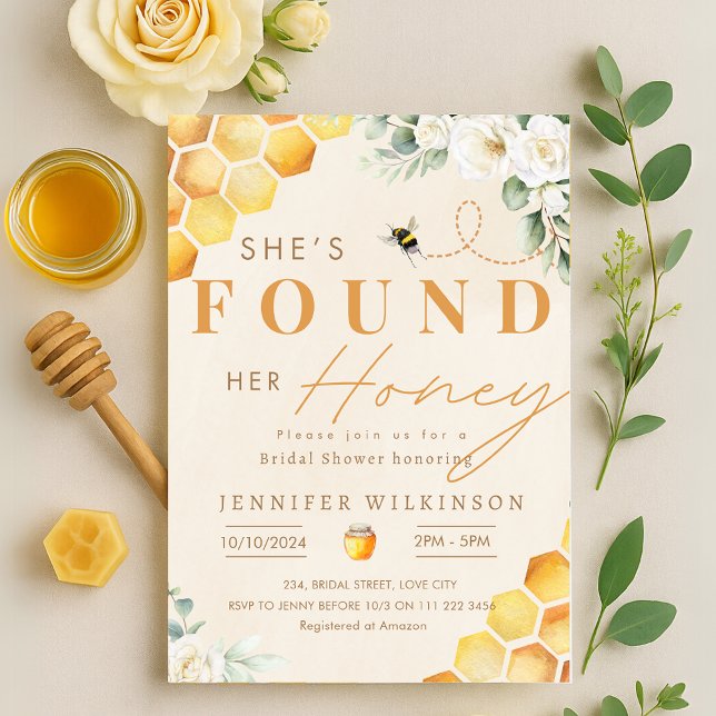 Invitación Ha encontrado su ducha nupcial de miel (She's Found Her Honey Bee Bridal Shower Invitation)