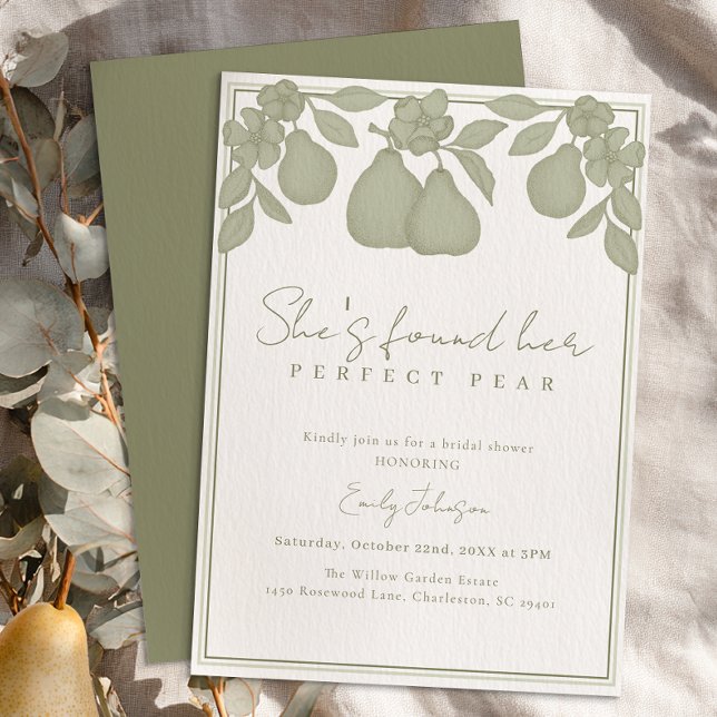 Invitación Ha encontrado su ducha pear de novia perfecta (She's found her perfect pear invite)