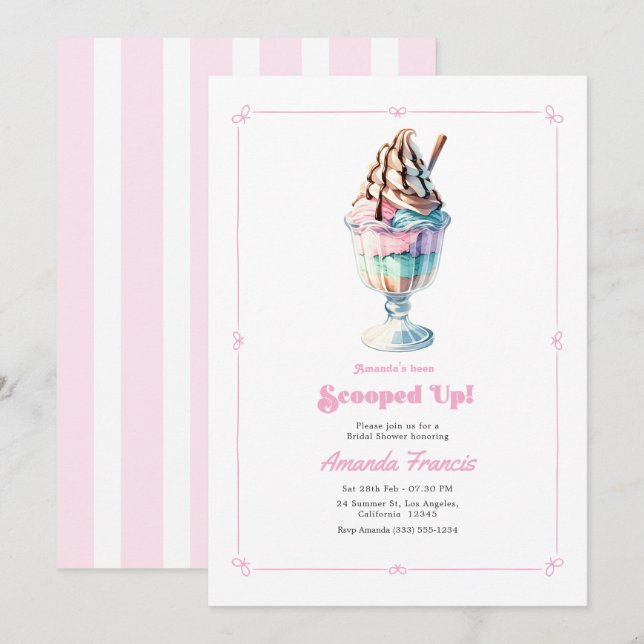 Invitación ¡Ha sido escogida! Pastel Sundae Despedida de solt (Anverso / Reverso)