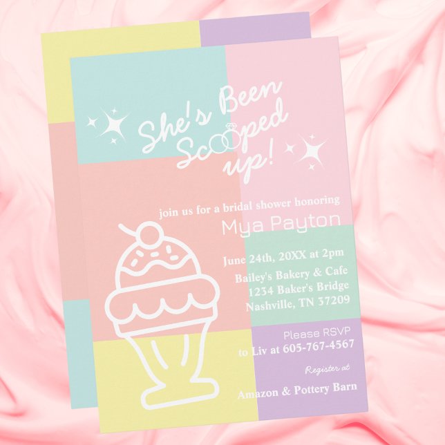 Invitación ¡Ha sido recogida! Fiesta de Despedida de Soltera  (She's Been Scooped Up! Bridal Shower Retro Invitation)