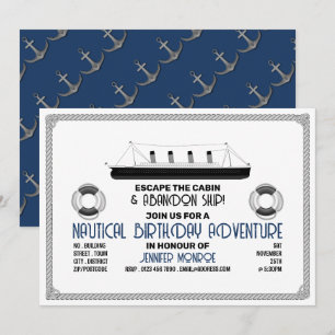 Invitación Habitación de Escape Tema de Barco Hundido, Fiesta