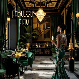 Invitación Habitación fabulosa Art déco Mujer étnica Verde Do