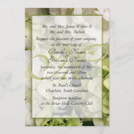 Invitación Habitación verde blanca de la boda del Hydrangea