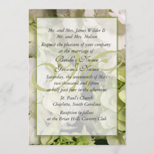 Invitación Habitación verde blanca de la boda del Hydrangea