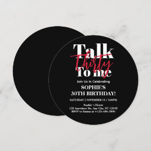 Invitación Habla 30 conmigo Círculo de fiesta de cumpleaños m