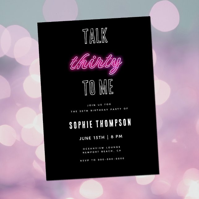 Invitación Habla Treinta conmigo Neon Pink 30 Fiesta de cumpl (Subido por el creador)
