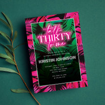 Habla Treinta conmigo Neon Rosa Tropical Cumpleaño