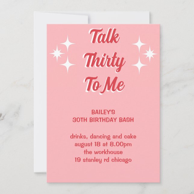 Invitación Habla treinta para mí invitati de cumpleaños de pu (Anverso)