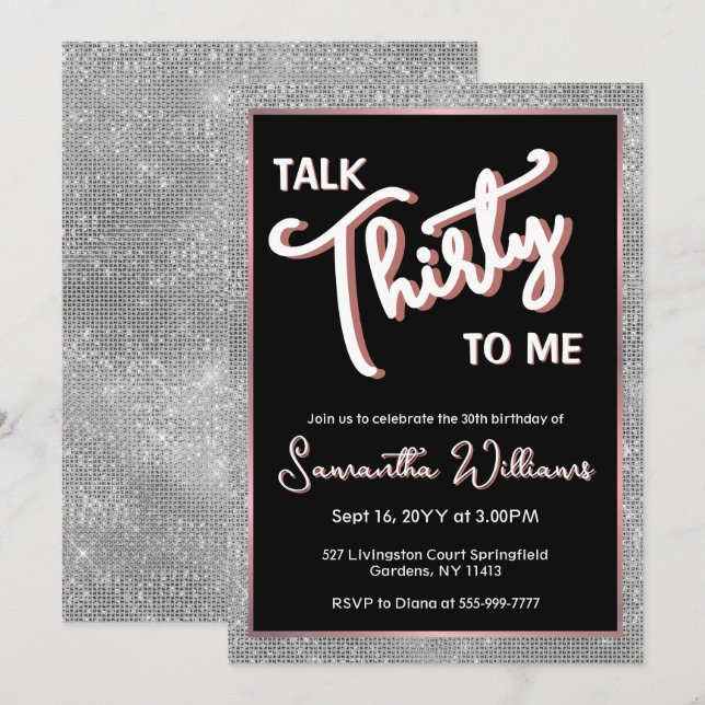 Invitación Habla Treinta Para Mí Personalizado De Cumpleaños  (Anverso / Reverso)
