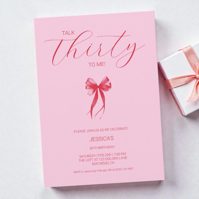 Invitación Habla Treinta Para Mí Rosa Elegante Fiesta De Cump (Talk Thirty To Me Pink Elegant 30th Birthday Party Invitation)