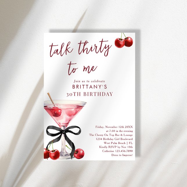 Invitación Háblame de Cherry Martini Cumpleaños 30 (Subido por el creador)
