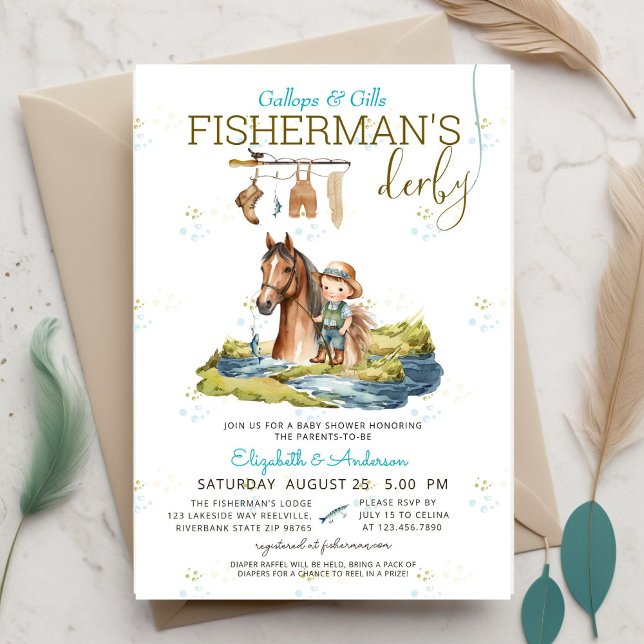 Invitación Háblame del derby Baby Shower de Rustic Fisherman (Subido por el creador)