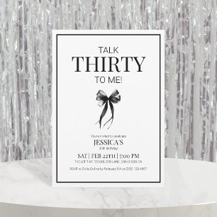 Invitación Hablar 30 conmigo Treinta cumpleaños blancos y neg