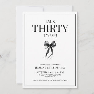 Invitación Hablar 30 para mí Treinta Black Modern Birthday Pa