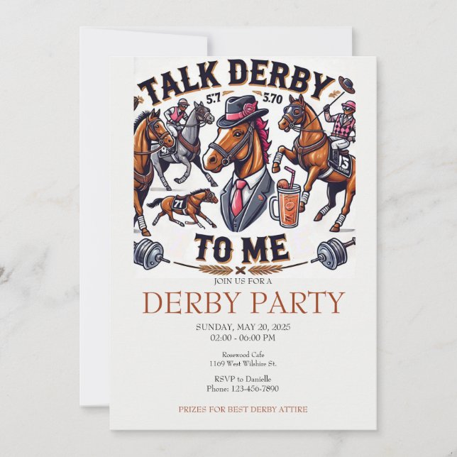 Invitación Hablar De Derby A Mi Fiesta (Anverso)