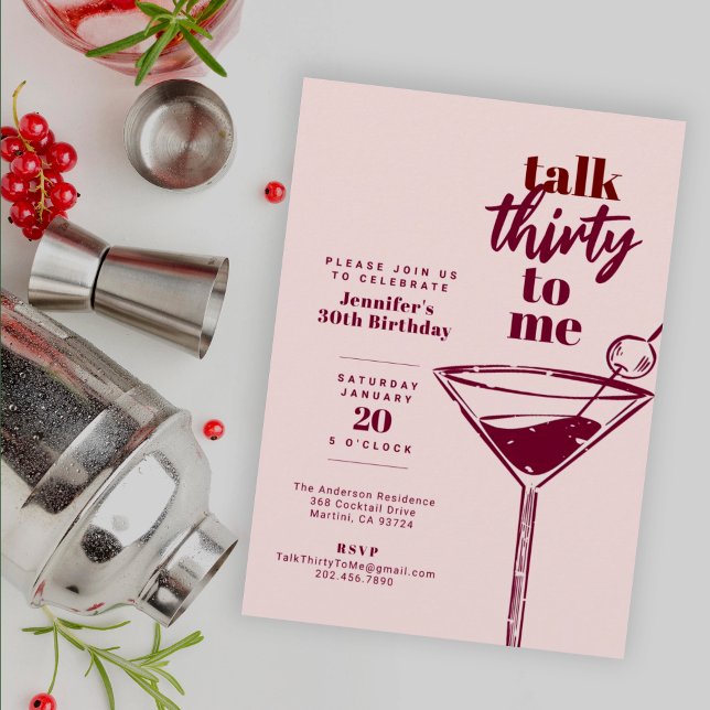 Invitación Hablar De Treinta Para Mí Cóctel Rosado De 30 Años (Subido por el creador)