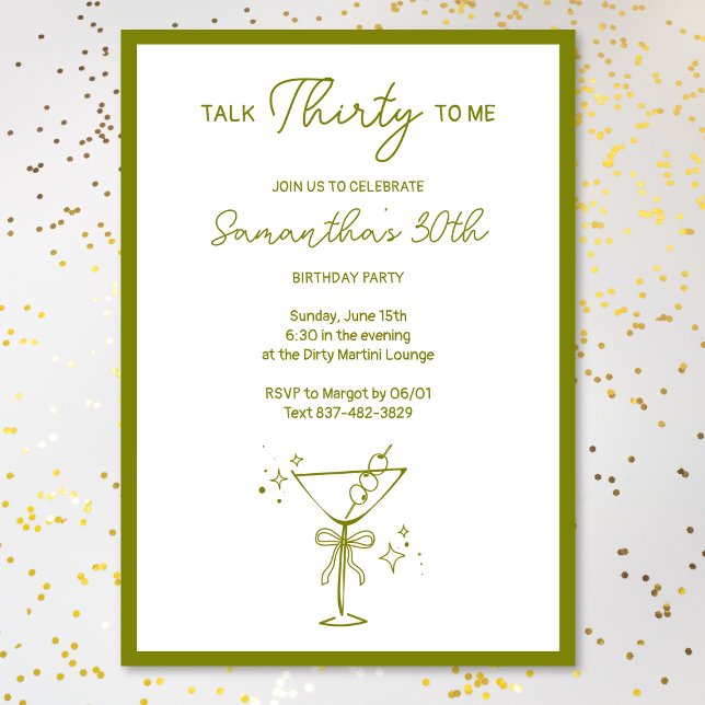 Invitación "Hablar Treinta Conmigo" Dirty Martini 30 cumpleañ (Subido por el creador)