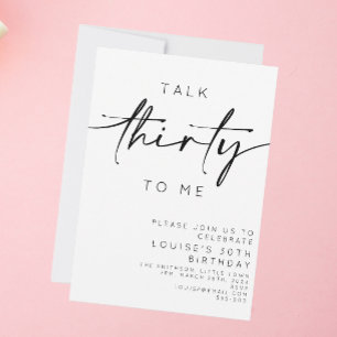 Invitación Hablar Treinta Para Mí Minimalista Cumpleaños 30