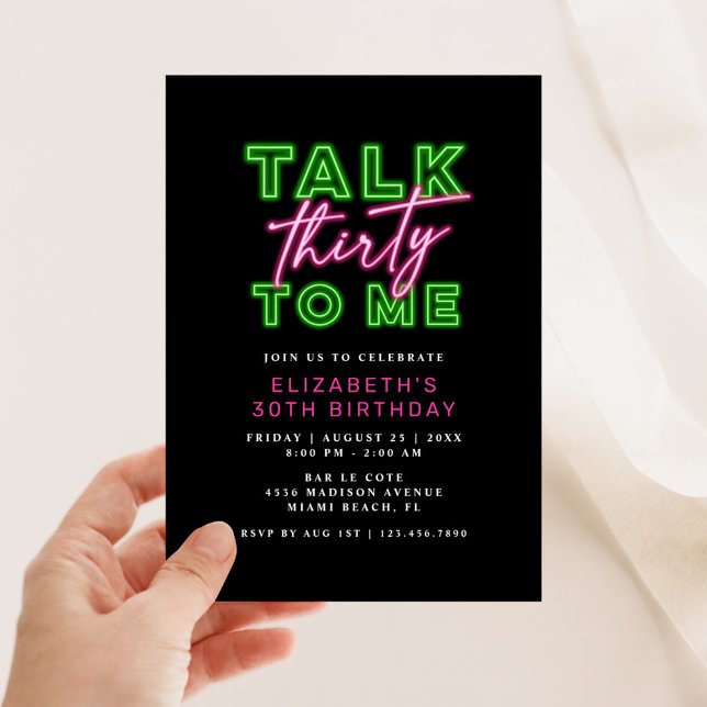 Invitación Hablar Treinta Para Mí Sucio 30 Neon Verde Y Día R (Subido por el creador)