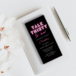 Invitación Hable TREINTA conmigo 30 cumpleaños Fiesta Neon Pi