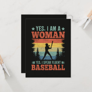 Invitación Hablo con Fluidez Jugadora de Béisbol Fan Femenina