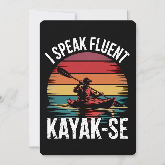 Invitación Hablo con fluidez Kayak-Ese Kayaker Kayaking Vinta (Anverso)