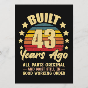 Invitación Hace 43 años todas las piezas originales Cumpleaño