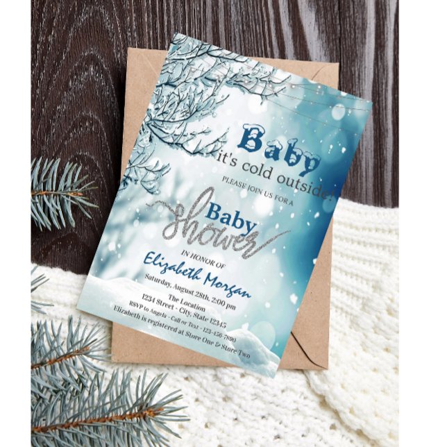 Invitación Hace frío fuera del invierno Baby Shower Wonderlan (Subido por el creador)