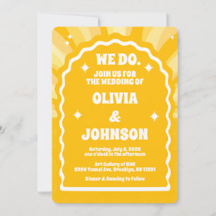 Invitación Hacemos Boda de Arco Ondulado Moderno Negrita Suns