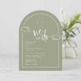 Invitación Hacemos Boda de escritura moderna y verde del cora