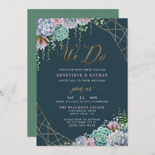 Invitación Hacemos Boda de tramas geométricas y suculentos Go