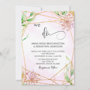 Invitación *~* HACEMOS Boda Floral AR15 Geométrico QR RSVP