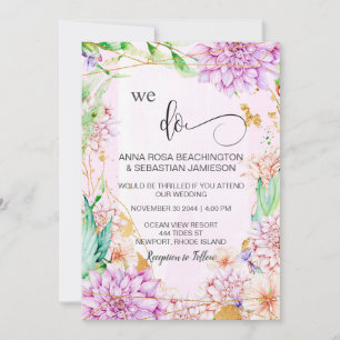 Invitación *~* HACEMOS Boda Floral Geométrico RSVP AR15 QR