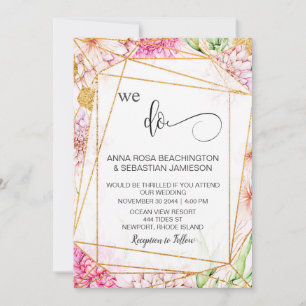 Invitación *~* HACEMOS Boda Floral Geométrico RSVP AR15 QR