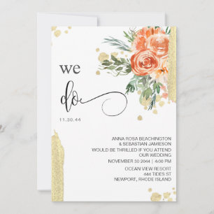 Invitación *~* HACEMOS BODA RSVP AR15 QR con flores rosadas