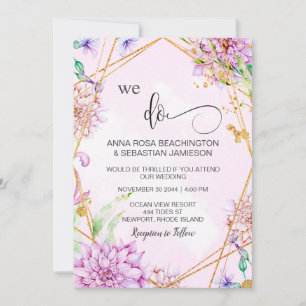 Invitación *~* HACEMOS Boda RSVP Floral AR15 QR geométrico