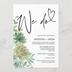 Invitación Hacemos Bodas Sencillas y Modernas Verduras Sucule