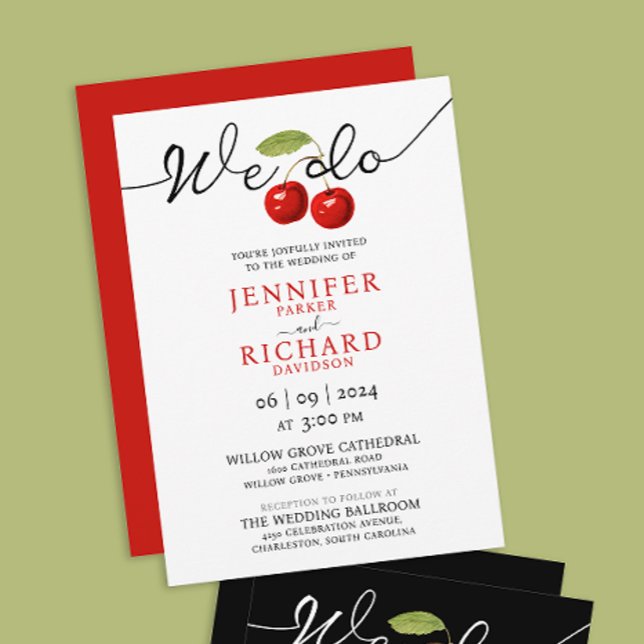 Invitación Hacemos Bodas simples de cerezas rojas de frutas (Subido por el creador)
