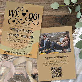 Invitación Hacemos Earthtone Retro Swirls Código QR Boda de f