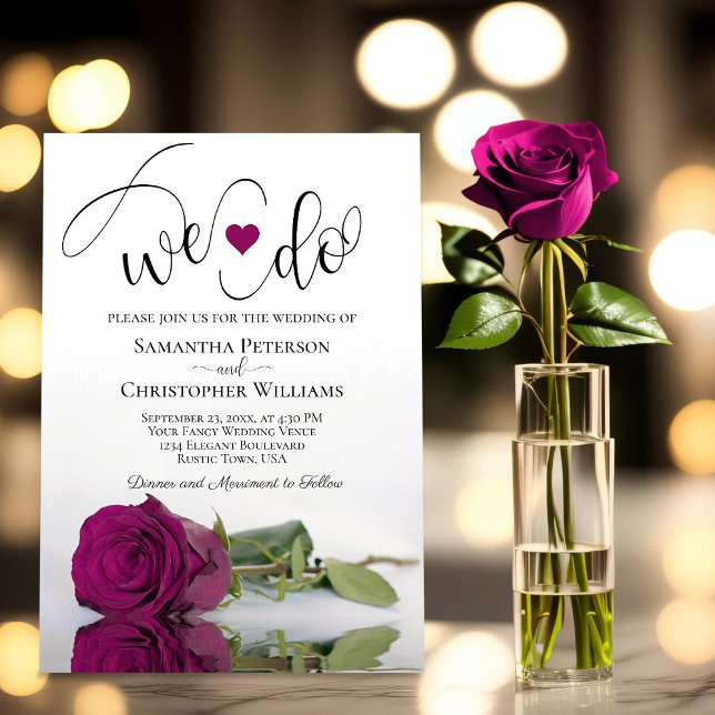 Invitación Hacemos elegante Boda romántico Rosa Cassis Magent (In Situ with Rose)