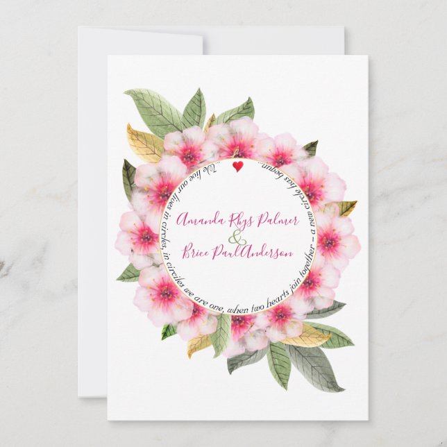 Invitación Hacemos floración de cerezo con boda de poema (Anverso)