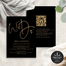 Invitación Hacemos Gold Script QR Código Boda negro