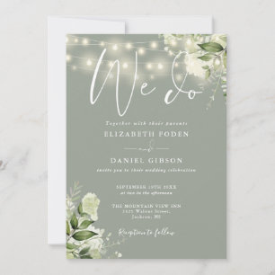 Invitación Hacemos Luces Verdes QR Código Sage Green Boda