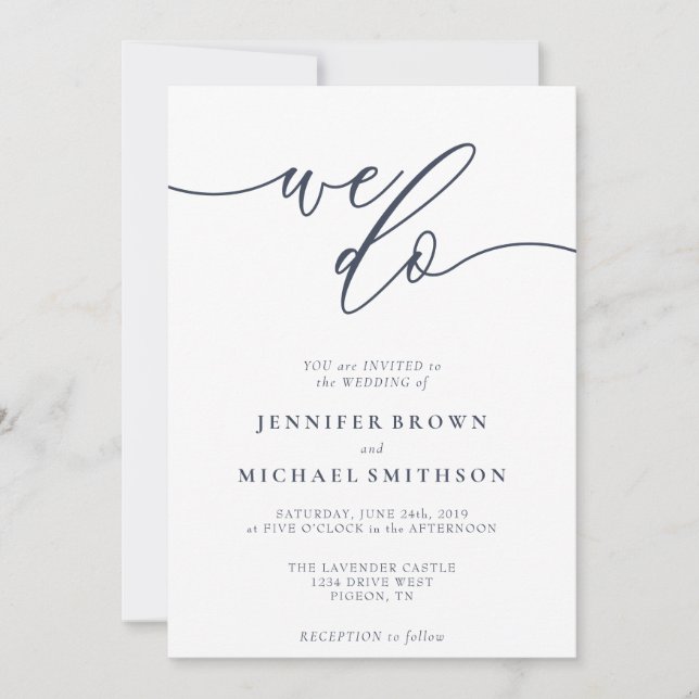 Invitación Hacemos navy de firma minimalista (Anverso)