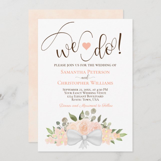 Invitación Hacemos Rosas De Cubrecamas Rústicos Boho Boda Flo (Anverso / Reverso)