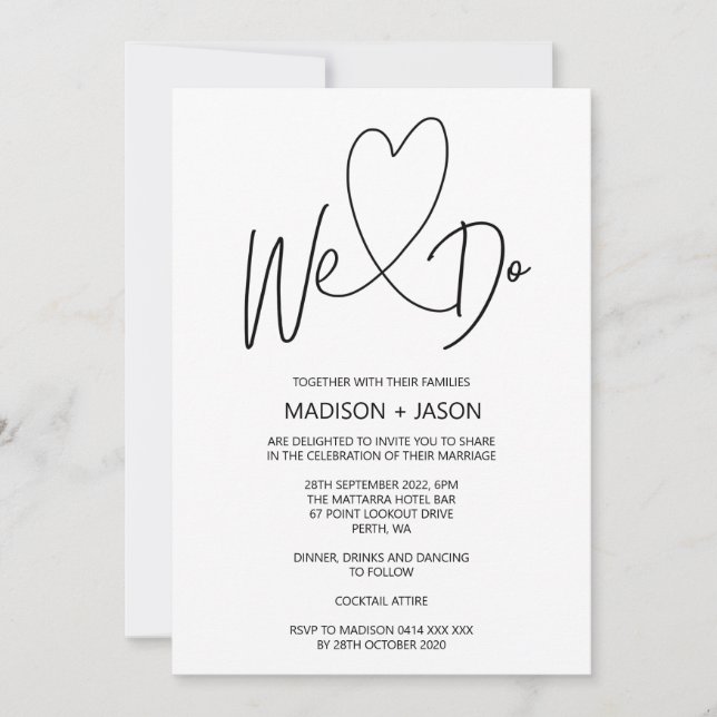 Invitación Hacemos simple corazón Boda moderno (Anverso)
